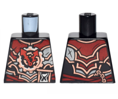 Torso Ninjago Dark Red, Silver and Copper Armor with Clock and Hourglass Pattern