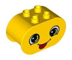 Duplo, Brick 2 x 4 x 2 Rounded Ends with Faces Silly/Embarrassed Pattern