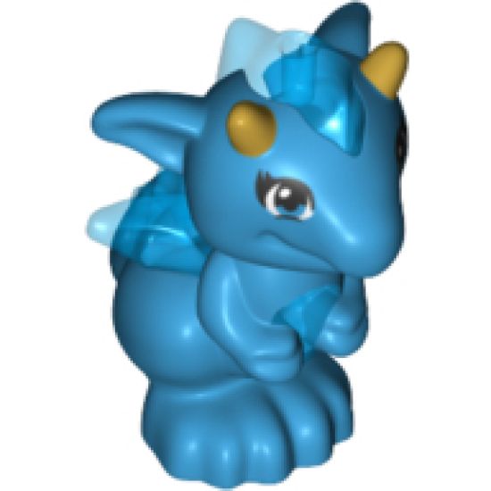 Animal, Air Dragon, Elves, Baby with Trans-Dark Blue Stomach, Spines and Wings and Gold Horns Pattern (Rayne)