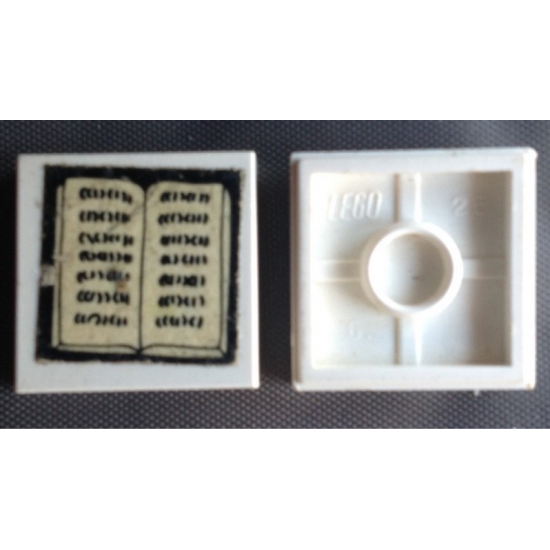 Tile 2 x 2 with White Open Book on Black Background Pattern (Sticker) - Set 296