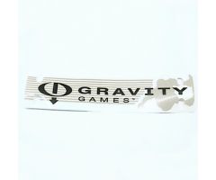 Plastic Rectangle 11 x 3 with Black 'GRAVITY GAMES' and Logo on Light Gray Lines and Skateboarder Silhouette Background Pattern