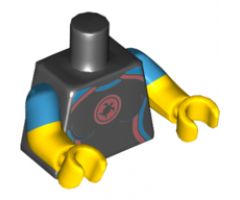 Torso Female Wetsuit, Coral and Dark Azure Trim and Turtle Logo Pattern / Yellow Arms with Dark Azure Short Sleeve Pattern / Yellow Hands