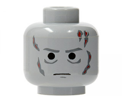Minifigure, Head Male Scars Gray Left & Right, Gray Eyebrows Pattern (Darth Vader) - Blocked Open Stud