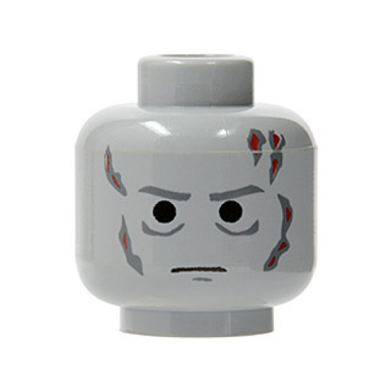 Minifigure, Head Male Scars Gray Left & Right, Gray Eyebrows Pattern (Darth Vader) - Blocked Open Stud
