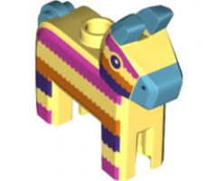 Minifigure, Utensil Piñata Horse with Medium Azure Ears, Nose and Tail, Dark Pink, Orange and Dark Purple Stripes Pattern