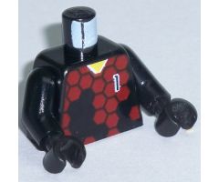 Torso Soccer Goalie Red Hexagons and No. 1 Front and Back Pattern / Black Arms / Black Hands