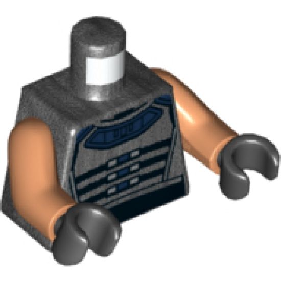 Torso SW Female Outline, Jumpsuit with Gray Armor Vest Pattern / Nougat Arms / Black Hands