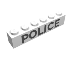 Brick 1 x 6 with Black 'POLICE' Sans-Serif Pattern