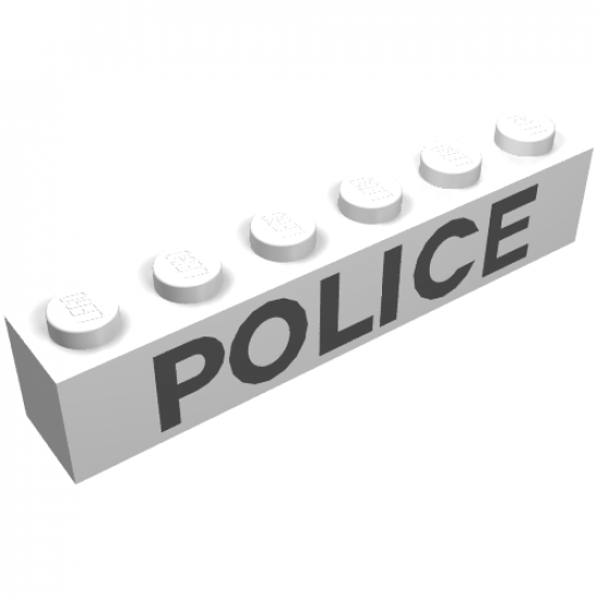 Brick 1 x 6 with Black 'POLICE' Sans-Serif Pattern