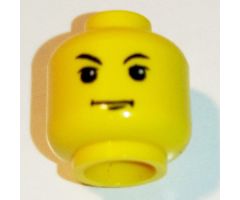 Minifigure, Head Male HP Tom Riddle with Black Eyelashes and White Pupils, Arched Right Brow, Chin Dimple Pattern - Blocked Open Stud