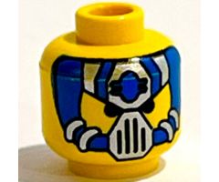 Minifigure, Head Alien with Blue and Silver Mask Type 1 Pattern - Blocked Open Stud