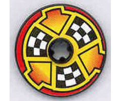 Technic, Disk 3 x 3 with Checkered Flags and Arrows on Red Pattern (Sticker) - Set 8241