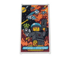 Glass for Window 1 x 4 x 6 with Movie Poster with Ninjago Logogram 'Space Police III', Officer with Blaster and Alien Pattern (Sticker) - Set 71741