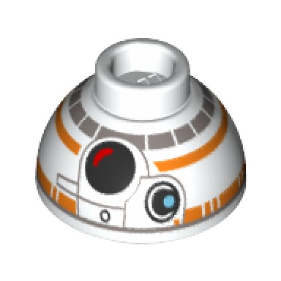 Brick, Round 1 1/2 x 1 1/2 x 2/3 Dome Top with SW BB-8 Droid Head, Small Photoreceptor Pattern