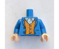 Torso LotR Coat with Orange Vest with Buttons and White and Light Blue Scarf Pattern (Bilbo Baggins) / Blue Arms / Light Nougat Hands