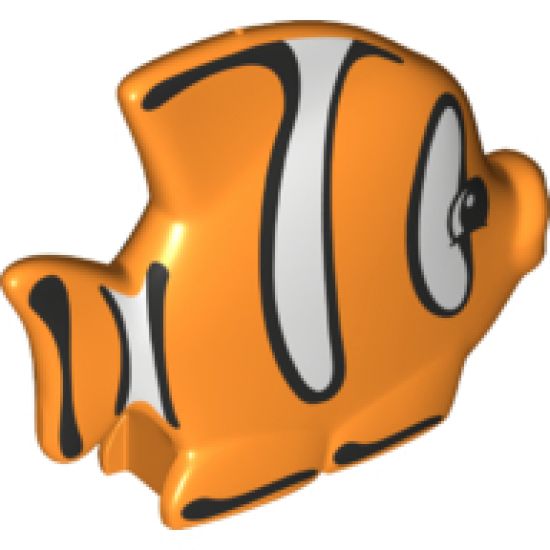 Duplo, Animal Butterfly Fish with Black Outlined White Stripes Pattern