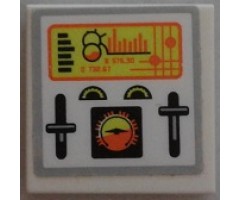 Tile 2 x 2 with Control Panel and Gauges Pattern (Sticker) - Set 7644