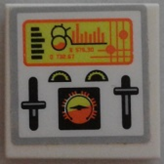 Tile 2 x 2 with Control Panel and Gauges Pattern (Sticker) - Set 7644