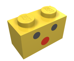 Brick 1 x 2 with Three-Dot Face Pattern (Red Larger Than Blacks)