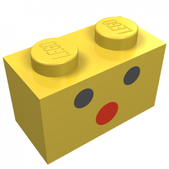 Brick 1 x 2 with Three-Dot Face Pattern (Red Larger Than Blacks)