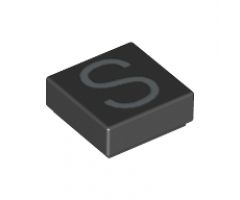 Tile 1 x 1 with Silver Capital Letter S Pattern