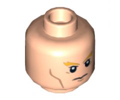 Minifigure, Head Dual Sided Bushy Orange Eyebrows, Cheek Lines, Frown / Angry Pattern (Aquaman) - Hollow Stud