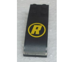 Slope, Curved 6 x 2 with Yellow 'R' in Yellow Circle Pattern (Sticker) - Set 8161