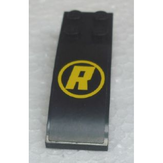 Slope, Curved 6 x 2 with Yellow 'R' in Yellow Circle Pattern (Sticker) - Set 8161