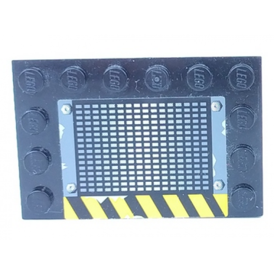 Tile, Modified 4 x 6 with Studs on Edges with Grille and Black and Yellow Danger Stripes Pattern Side B (Sticker) - Set 6208