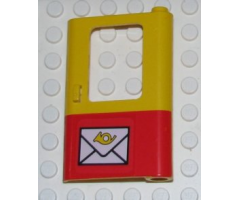 Door 1 x 4 x 5 Train Right with Red Bottom Half and Mail Envelope Pattern (Sticker) - Sets 7722 / 7819