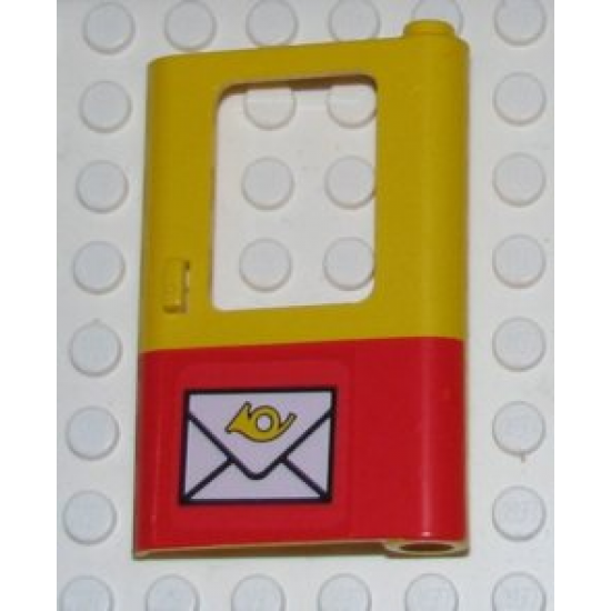 Door 1 x 4 x 5 Train Right with Red Bottom Half and Mail Envelope Pattern (Sticker) - Sets 7722 / 7819