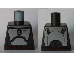 Torso SW Mandalorian Armor Plates Metallic Silver Elaborate Pattern (Jango Fett)