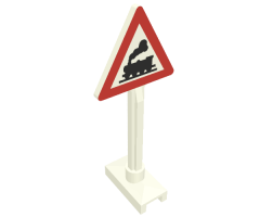 Road Sign Triangle with Train Engine Pattern