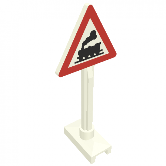Road Sign Triangle with Train Engine Pattern