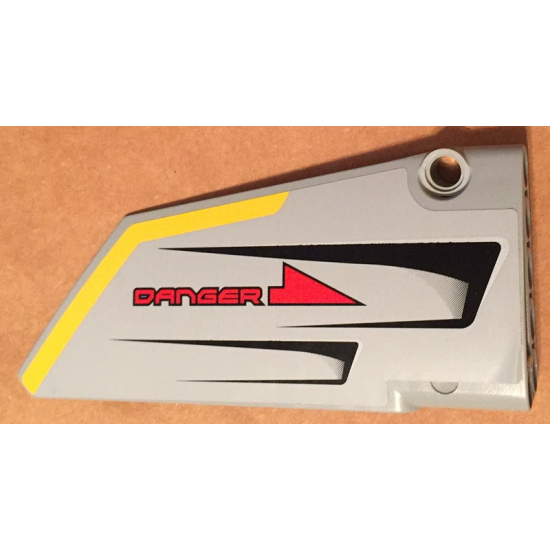 Technic, Panel Fairing #18 Large Smooth, Side B with Red 'DANGER', Black Vents and Yellow Stripe on Edge Pattern (Sticker) - Set 7160