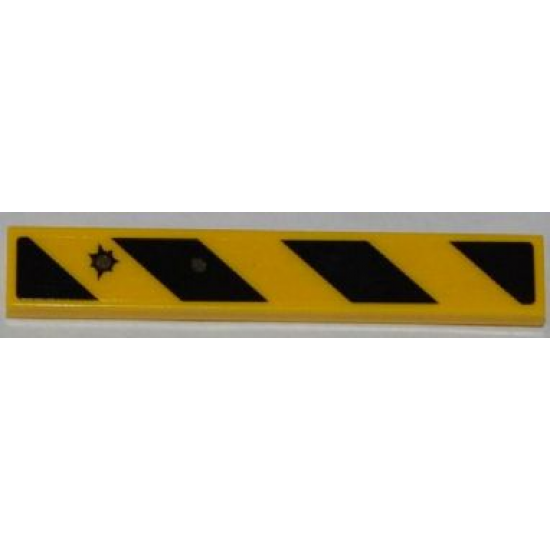 Tile 1 x 6 with Black and Yellow Danger Stripes and 2 Distant Bullet Holes Pattern (Sticker) - Set 76001