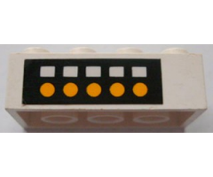 Brick 2 x 4 with 5 White Squares and 5 Yellow Dots on Black Background Pattern (Sticker) - Set 4025
