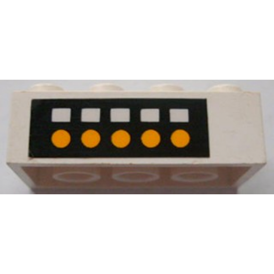 Brick 2 x 4 with 5 White Squares and 5 Yellow Dots on Black Background Pattern (Sticker) - Set 4025