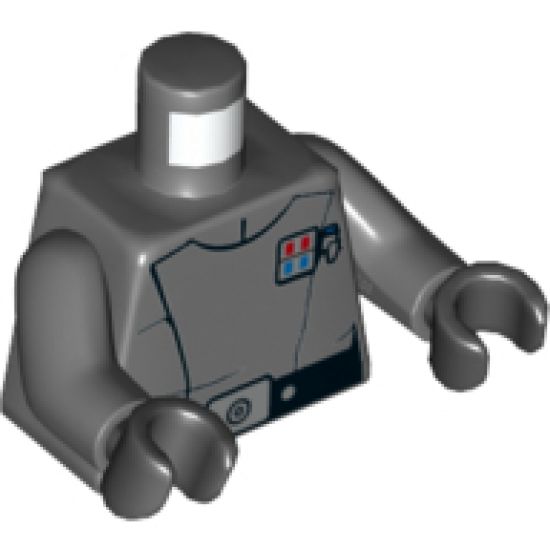 Torso SW Imperial Officer 16 (Junior Lieutenant / Lieutenant) Pattern / Dark Bluish Gray Arms / Black Hands