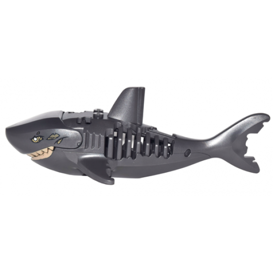 Shark with Bones and Gills with White Eyes with Dark Tan Sinew and Teeth Ghost / Zombie Pattern