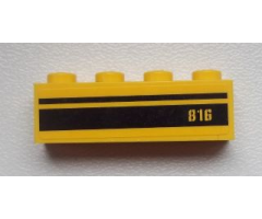 Brick 1 x 4 with '816' and Black Stripes Pattern (Sticker) - Set 9486