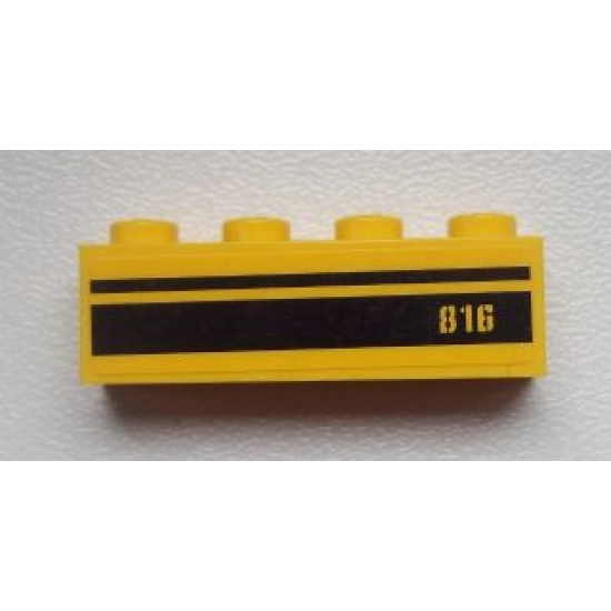 Brick 1 x 4 with '816' and Black Stripes Pattern (Sticker) - Set 9486