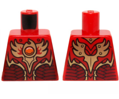 Torso Vest with Dark Red and Gold Armor with Scales and Orange Round Jewel (Fire Chi) Pattern