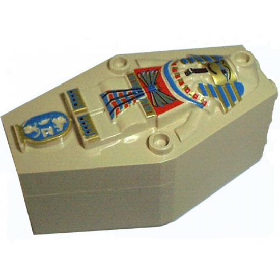 Container Coffin with Tan Mummy Relief Colorful Pattern Lid (Sarcophagus)