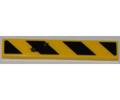 Tile 1 x 6 with Black and Yellow Danger Stripes and 2 Near Bullet Holes Pattern (Sticker) - Set 76001