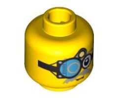 Minifigure, Head Male with Thin Gray Moustache and Viewing Apparatus Pattern - Hollow Stud