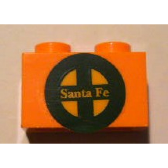 Brick 1 x 2 with Yellow 'Santa Fe' and Dark Green Logo Pattern (Sticker) - Set 10133