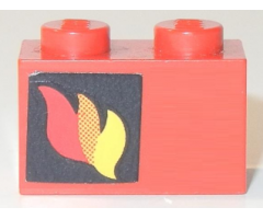 Brick 1 x 2 with Classic Fire Logo Pattern Left Side (Sticker) - Sets 556 / 672