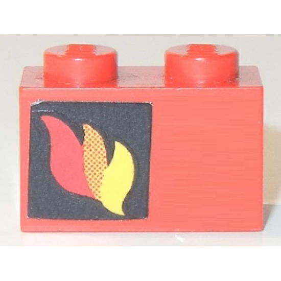 Brick 1 x 2 with Classic Fire Logo Pattern Left Side (Sticker) - Sets 556 / 672
