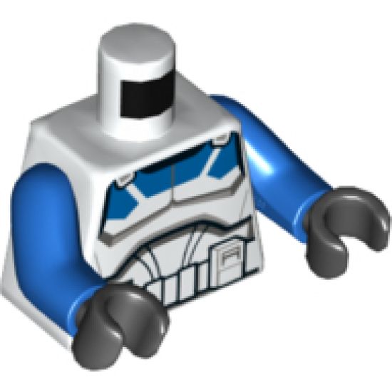 Torso SW Armor Clone Jet Trooper with Blue 501st Legion Markings Detailed Pattern (Clone Wars) / Blue Arms / Black Hands